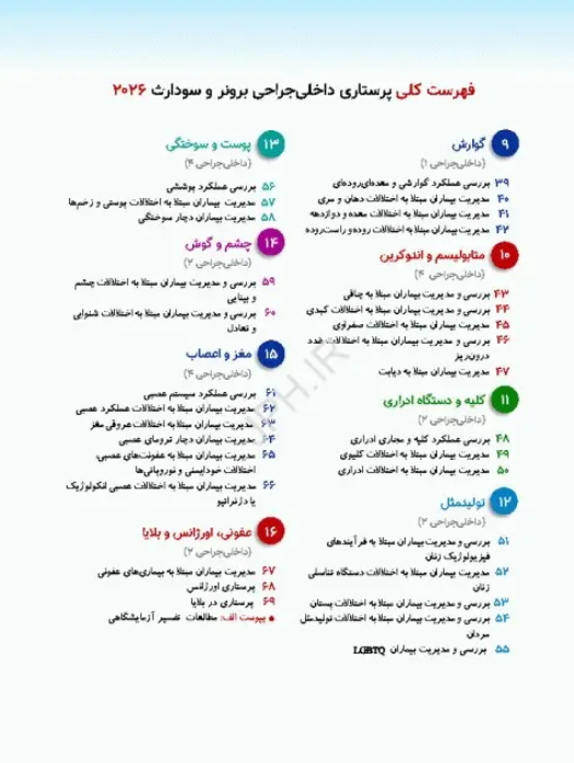برونر سودارث پرستاری داخلی جراحی 2026 - فهرست کامل کتاب