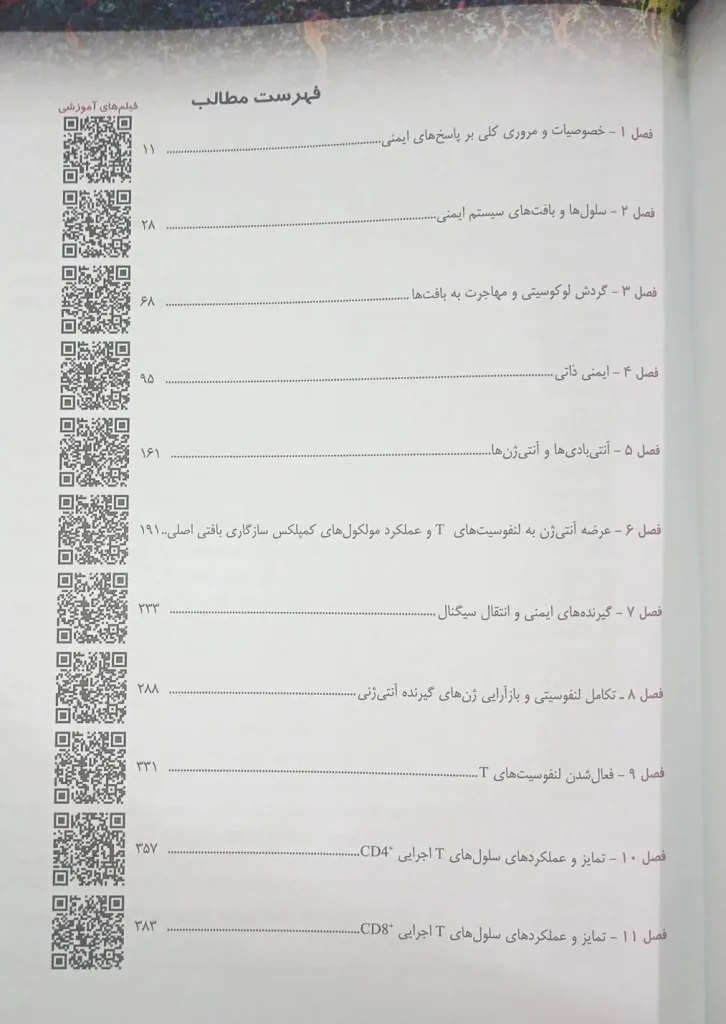 فهرست کتاب ایمونولوژی سلولی و مولکولی ابوالعباس 2026 | انتشارات اندیشه رفیع