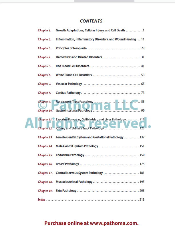 فهرست Fundamentals of Pathology sattar - پاتولوژی ستار پاتوما 2022