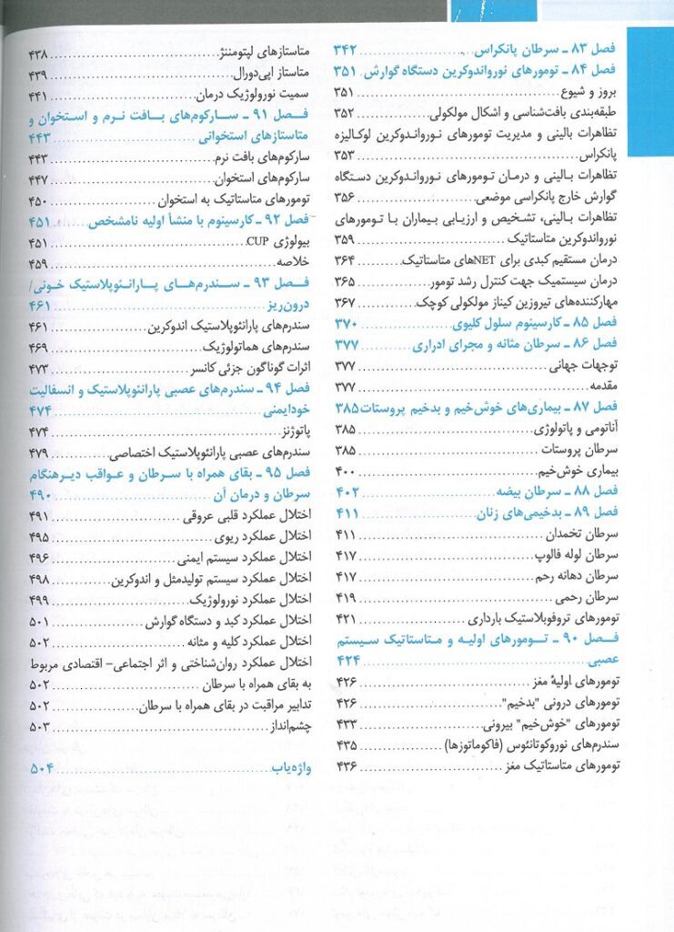 فهرست اصول طب داخلی هاریسون انکولوژی | ویرایش 2022