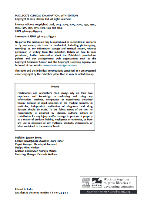 Macleod's Clinical Examination 15th Edition | 2023 کتاب افست زبان اصلی معاینات بالینی مک لئود