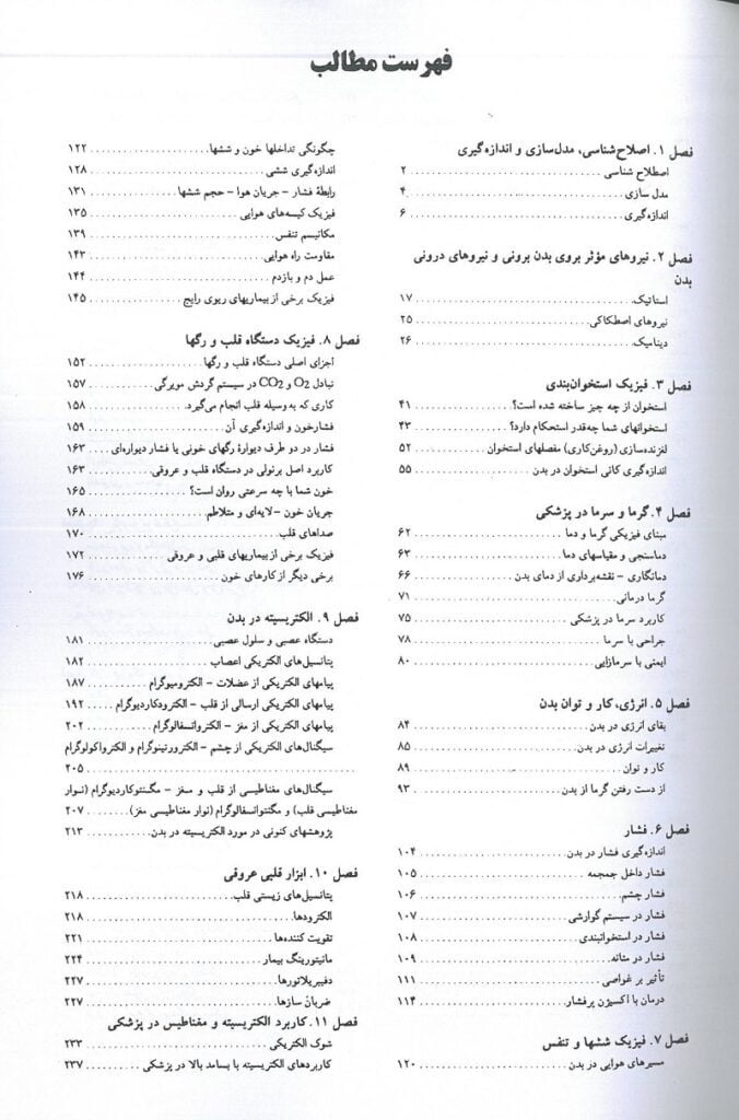 فهرست 1 کتاب فیزیک پزشکی کامرون | ترجمه دکتر عباس تکاور