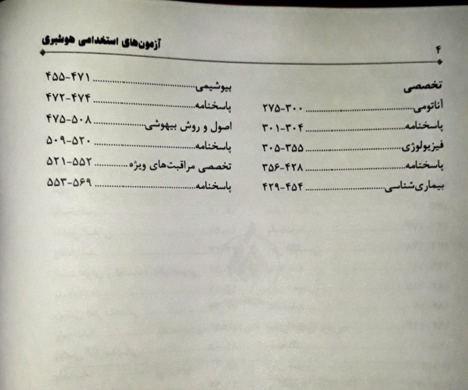 استخدامی هوشبری | فهرست بخش تخصصی