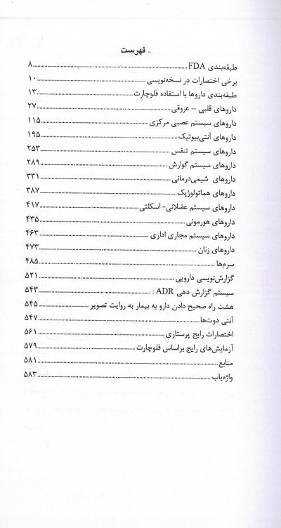 فهرست کتاب داروهای پرکاربرد برای پرستاران با رویکرد بالینی نشر حیدری