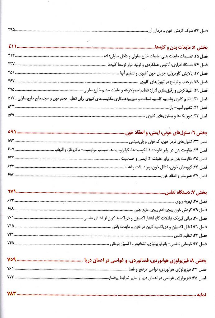 فهرست کتاب گایتون 2021 - نشر ابن سینا جلد اول 2