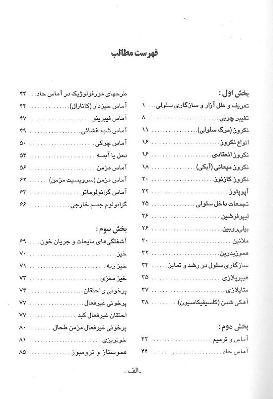 فهرست کتاب آسیب عملی دکتر بهادری نشر چهر
