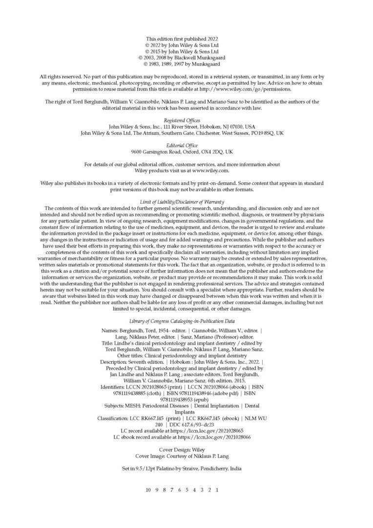 LINDHE’S Clinical Periodontology and Implant Dentistry 2022