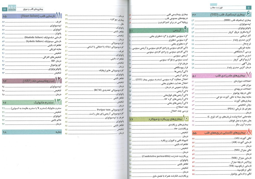 فهرست کتاب ABC درس آزمون بیماری های قلب و عروق