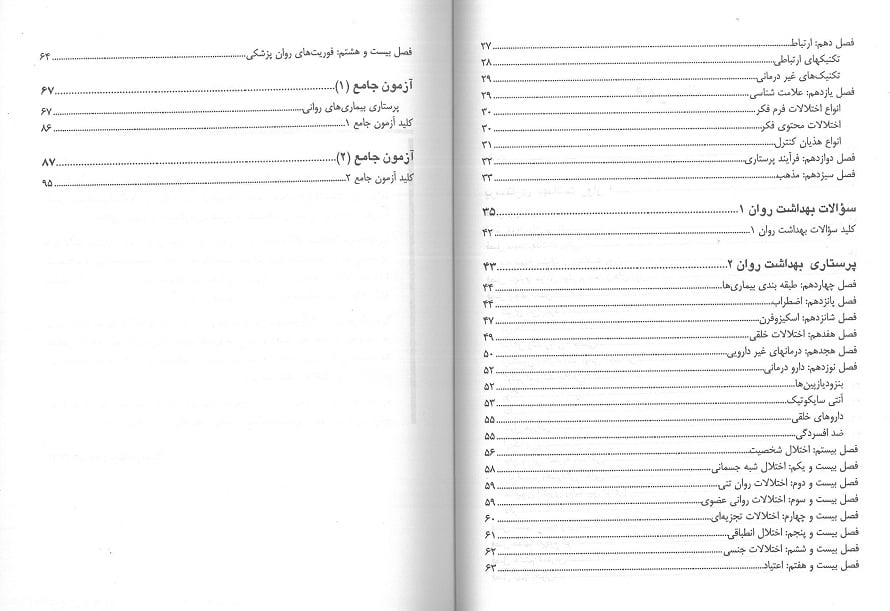 فهرست 2 کتاب کلیدی بهداشت روان 1و2