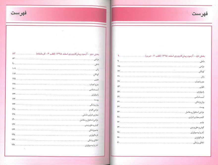 فهرست کتاب آزمون پیش کارورزی اسفند 95-قطب 2-3