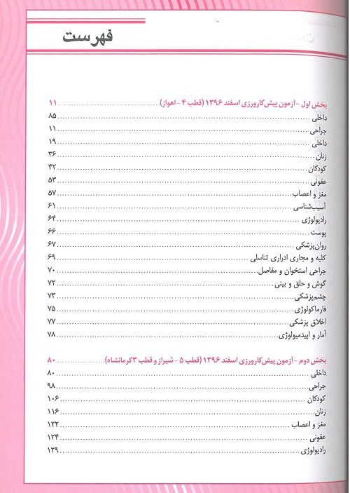 فهرست کتاب پیش کارورزی اسفند 96 قطب 3-4-5