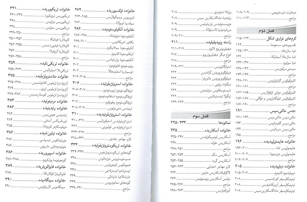 فهرست کتاب بیماری های انگلی در ایران | جلد دوم