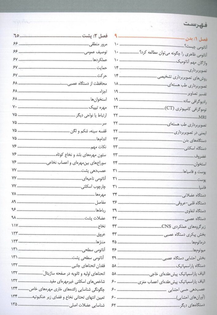فهرست کتاب آناتومی گری تنه حسن زاده 2024
