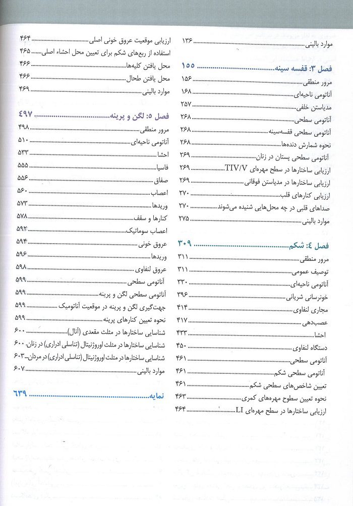 فهرست کتاب آناتومی گری تنه حسن زاده 2024